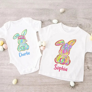 Colorful Easter Bunny - Personalized Baby Onesie - Easter Gift For Baby
