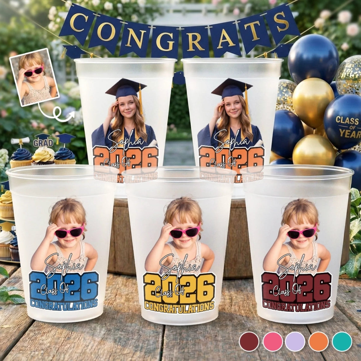 Congratulation Class Of 2026 - Personalized Plastic Frosted Water Cup - Graduation Party Decor