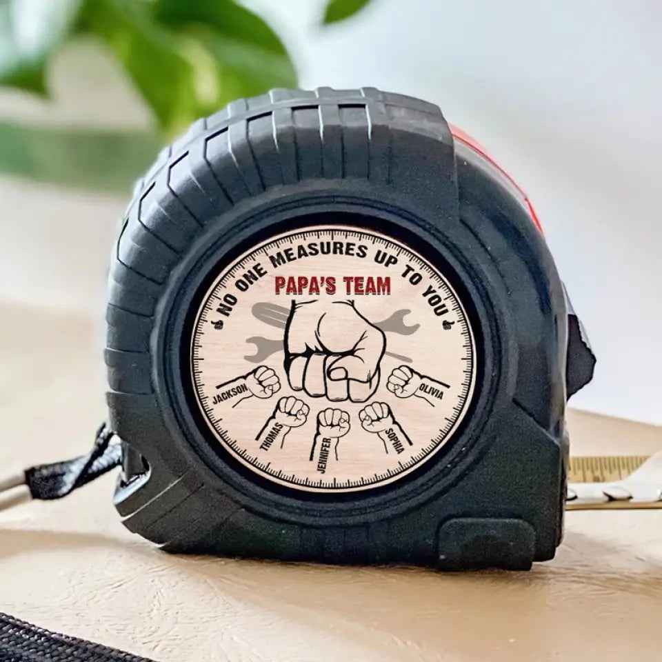 Dad & Kid Fist Bump - Personalized Tape Measure - Father's Day, Birthday Gift For Dad, Grandpa