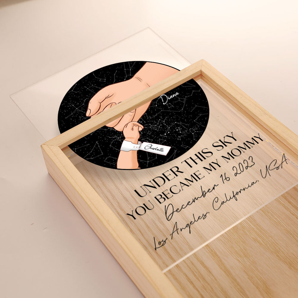 Under This Sky You Became My Mommy 1st Mother's Day - Personalized Frame Light Box - Gift For New Mom