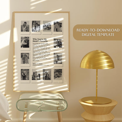 Custom Polaroid Photo Frame - Personalized Canvas - Gift For Couple, Valentines Day Gift