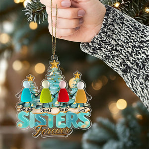 Besties Forever Personalized Sea Glass 3D Effect Ornament For Best Friend