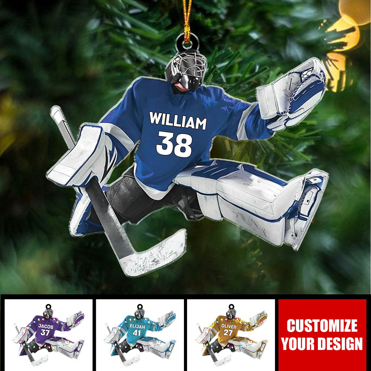 Hockey Player - Personalized Acrylic Christmas Ornament, Gift for Hockey Fans and Players