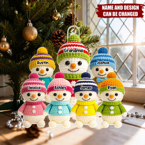 Heartwarming Grandma Grandkids Snowman - Personalized Acrylic Ornament - Christmas Gift For Family