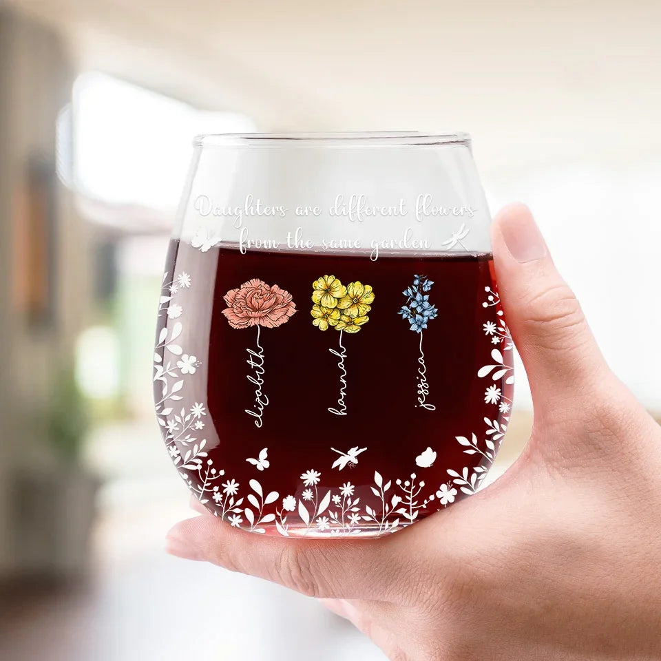 We Are A Garden Of Love - Personalized Wine Glass - Gift For Mom, Daughter, Mother's Day, Birthday Gift