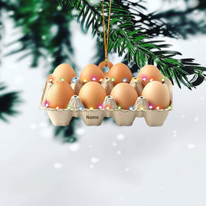 Personalized Egg Tray Christmas Ornament, Eggs Christmas Ornament, Cooking Ornament, Kitchen Ornament Decor, Chef Ornament Gift