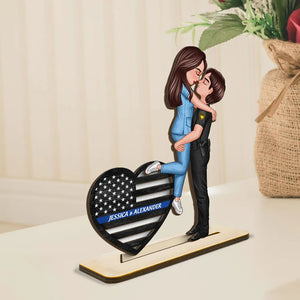 Hero Couple Hugging Kissing Keepsake Gift by Occupation Personalized Wooden Plaque, Valentine's Day Gift For Couple