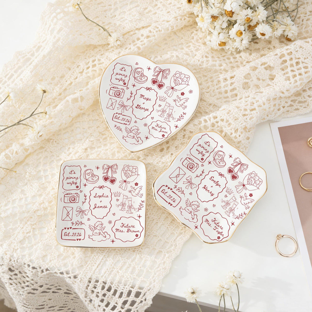 Personalized Wedding Ring Dish, Future Bride Jewelry Dish, Bride To Be Gift, Future Mrs Gift, Married Keepsake for Newlyweds, Anniversary