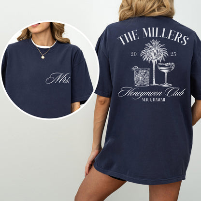 Custom Honeymoon Club Shirt, Couples Honeymoon Vacation T-shirts, Mr and Mrs Tee, Just Married Shirt Honeymoon, Gift For Newlywed
