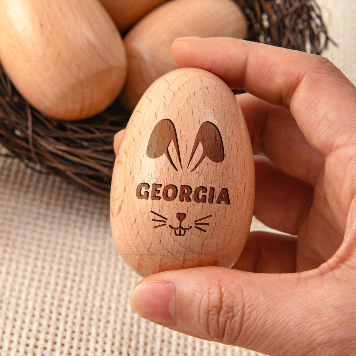 Personalized Wooden Easter Egg, Musical Wooden Easter Egg Shakers, Custom Easter Gift, Baby First Easter