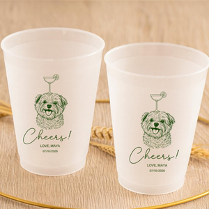 Custom Wedding Frosted Cups, Wedding Reception Favors, Modern Wedding Decor, Minimalist Wedding, Engagement Party, Wedding Monogram Cups