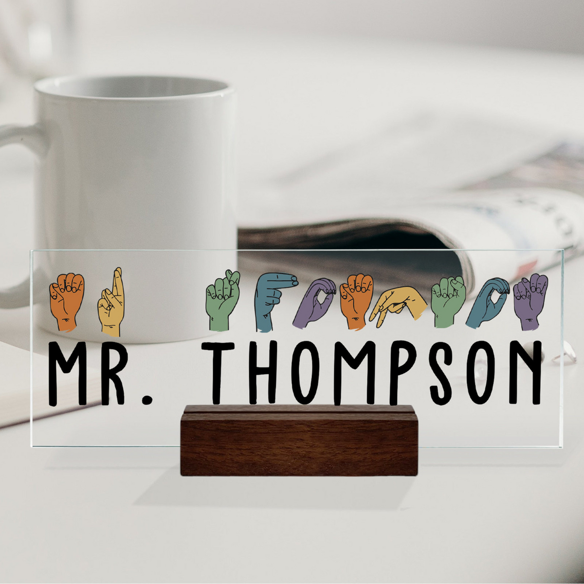 ASL Teacher Acrylic Plaque Name Sign, Sign Language Teacher Gifts, Personalized Teacher Sign, Sign Language Gift