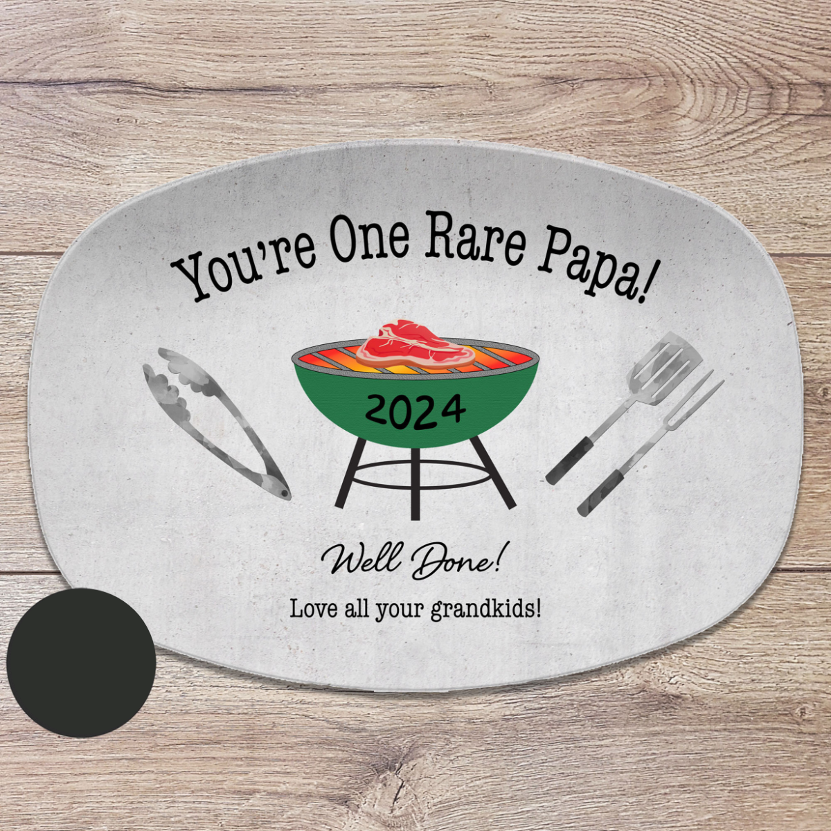 One Rare Daddy Grilling BBQ Plate, Job Well Done Personalized Serving Tray Platter, Father's Day Gift for Him