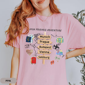 Personalized Travel Adventures Shirt, Custom Traveling Destination Tee, 2026 Travel Memories, Travel Lover Gift, Family Vacation T-Shirt