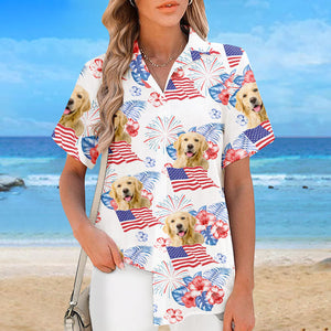 Custom Pet Photo Summer Vacation - Personalized Hawaiian Shirt - Independence Day, 4th Of July, Summer Vacation Gift, Gift For Pet Owner