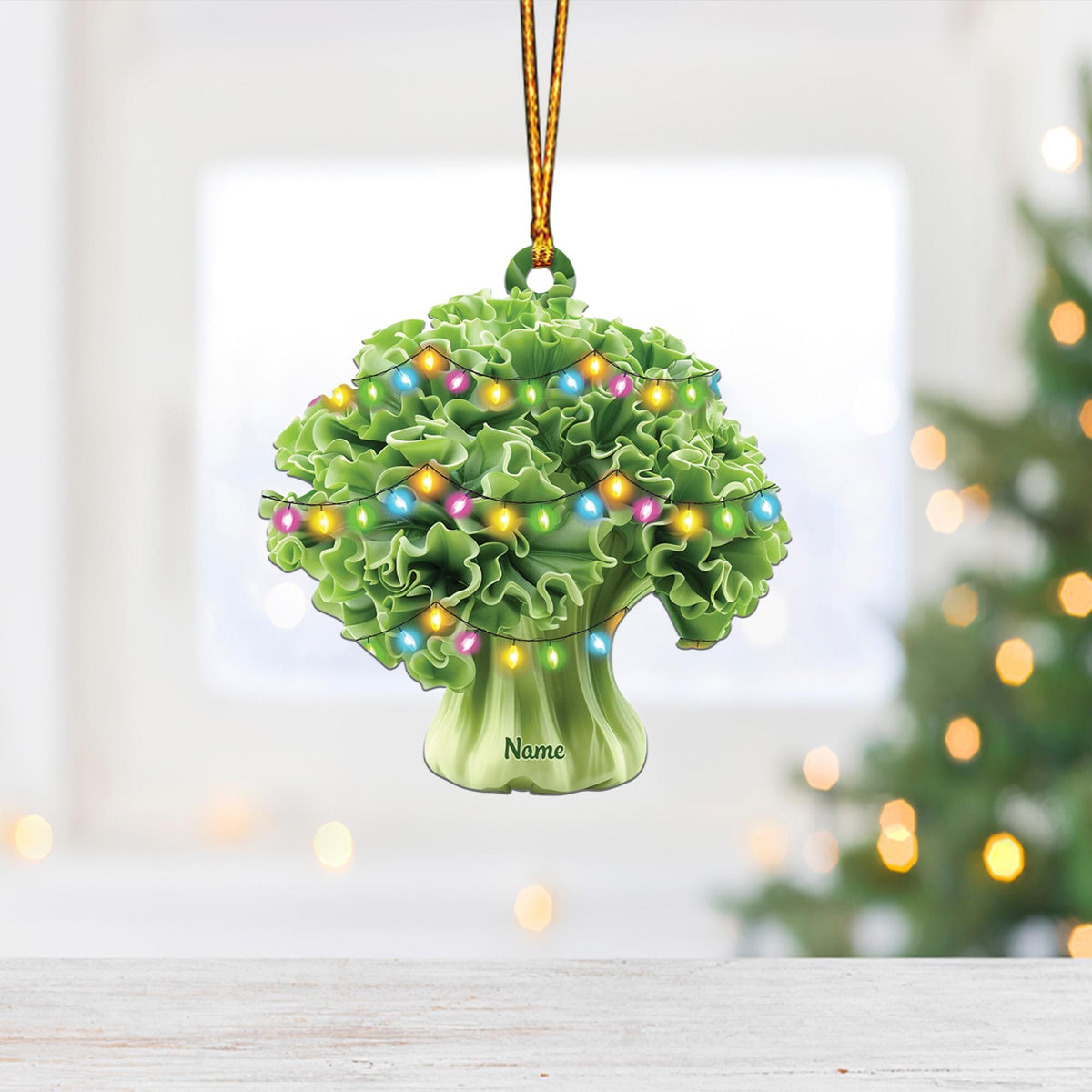 Green Lettuce Christmas Light Ornament, Christmas Tree Decor, Loved Green Lettuce Ornament, Hanging Ornament Gift
