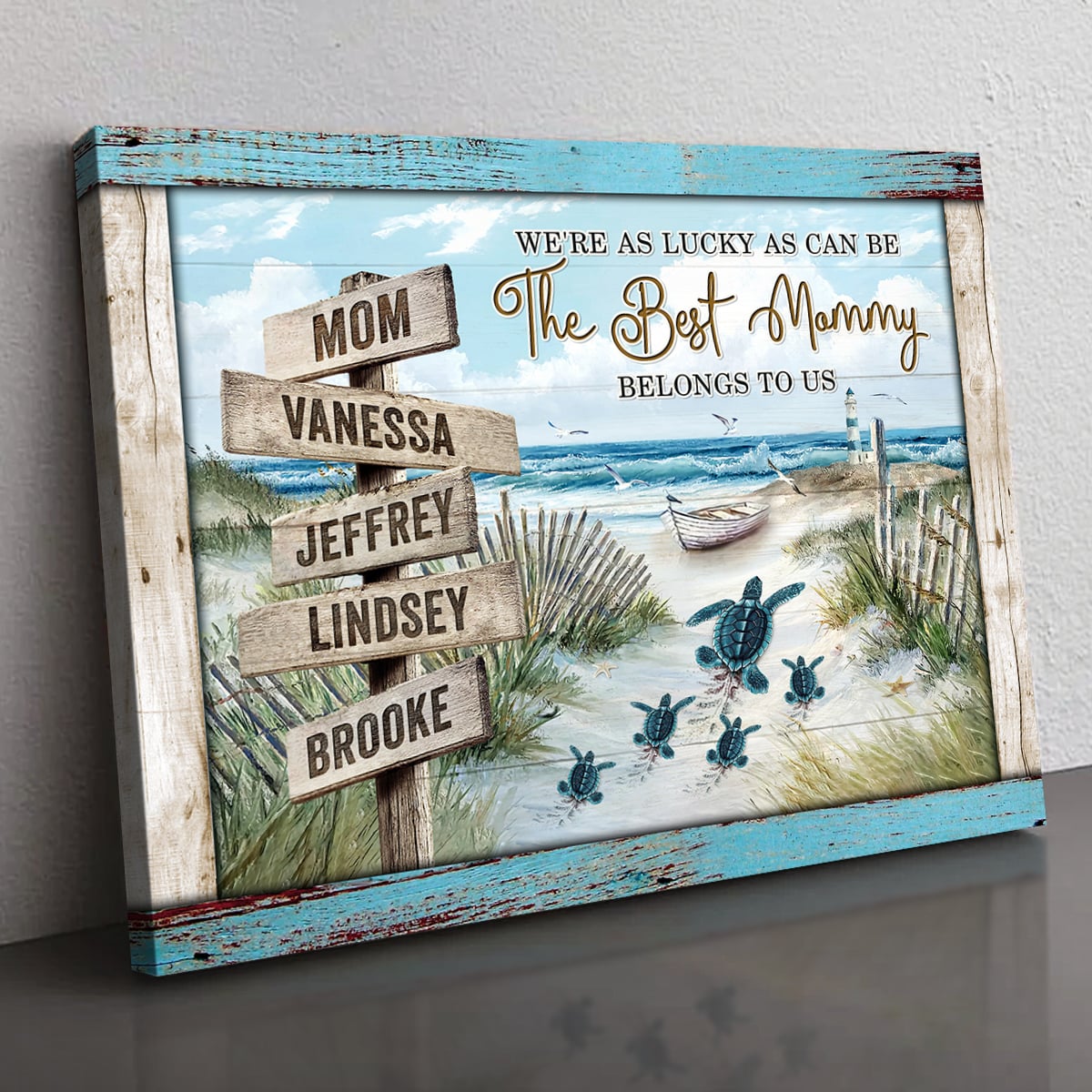 The Best Mommy Belongs To Us Sea Turtles - Personalized Canvas - Gift For Mom, Mother's Day, Birthday Gift
