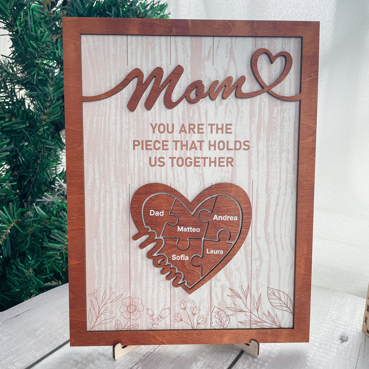 Mom The Piece Holds Us Together - Personalized Picture Frame - Mother's Day Gift, Mommy Gift