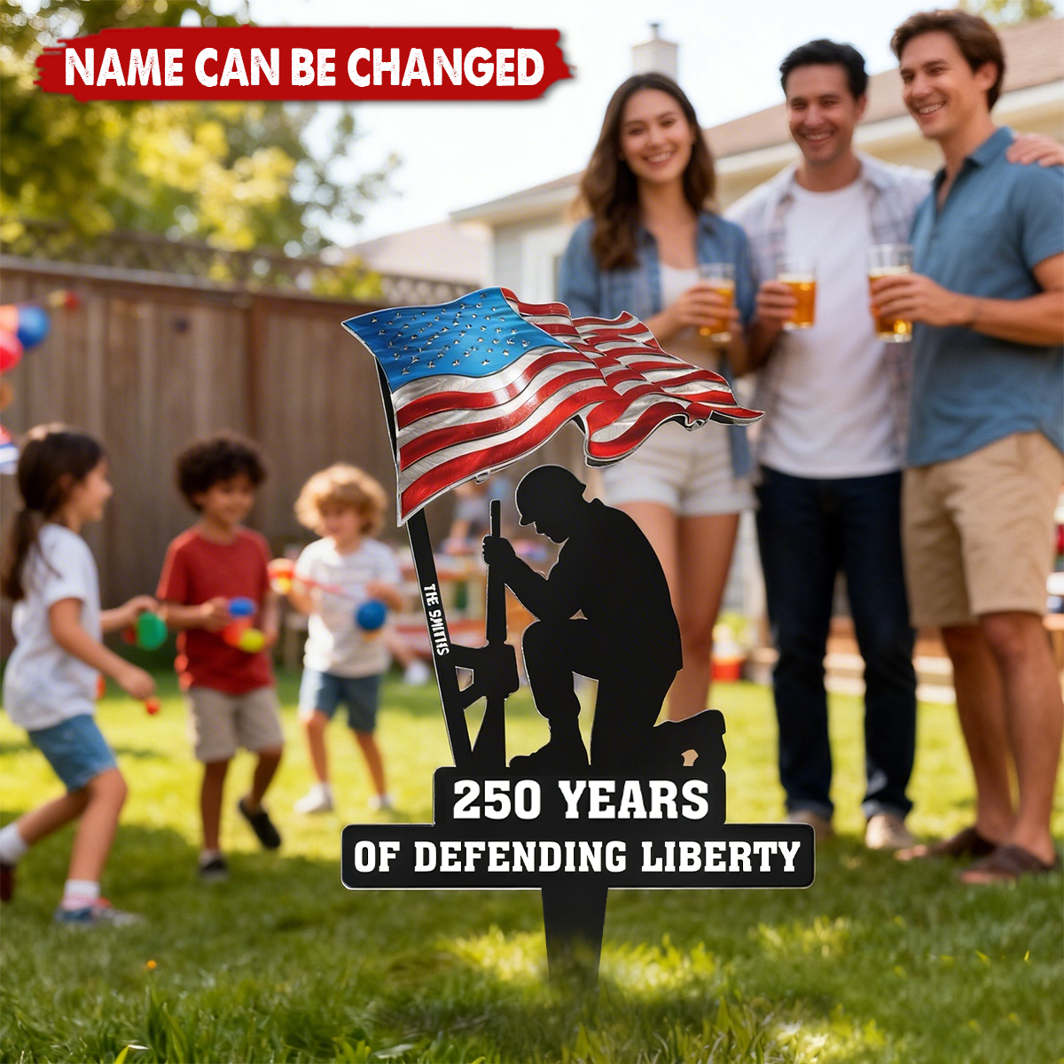 250 Years Of Defending Liberty - Personalized Metal Garden Sign - Patriotic Gift For Family, 4th of July Gift