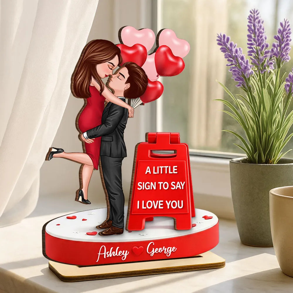 A Little Sign To Say I Love You - Personalized Wooden Plaque - Anniversary Gift, Valentine's Day Gift For Couple