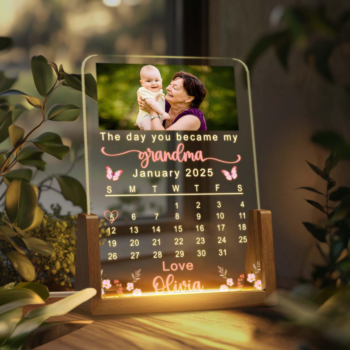 Custom Photo Grandma Gift, The Day You Became My Grandma Desk Name Night Light, Grandma Granny Birthday Gift, Mother's Day Gift, New Grandma Gift