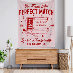 Custom Bachelorette Party Decor, Perfect Match Bachelorette Tapestry, Valentine Bach Backdrop, Match Made In Heaven Banner, Bach Party Decor