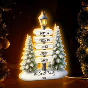 Family Lamp Posts Directional Signs Christmas Night - Personalized Light Box - Christmas Gift For Family