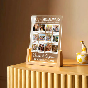 Personalized Love Story Photo LED Lamp You & Me Always Feel Right, Custom Valentine's Gift for Couples