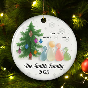 Sea Glass Family With Christmas Tree - Personalized Ornament - Christmas Gift For Family
