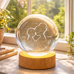 The Night You Became My Mom - Personalized Crystal Ball LED Light- Heartfelt Gift For Mom, Grandma