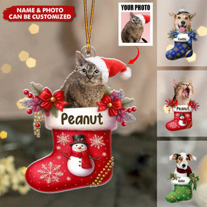 Happy Holidays With All Our Love - Personalized Acrylic Ornament - Christmas Gift For Dog & Cat Owner