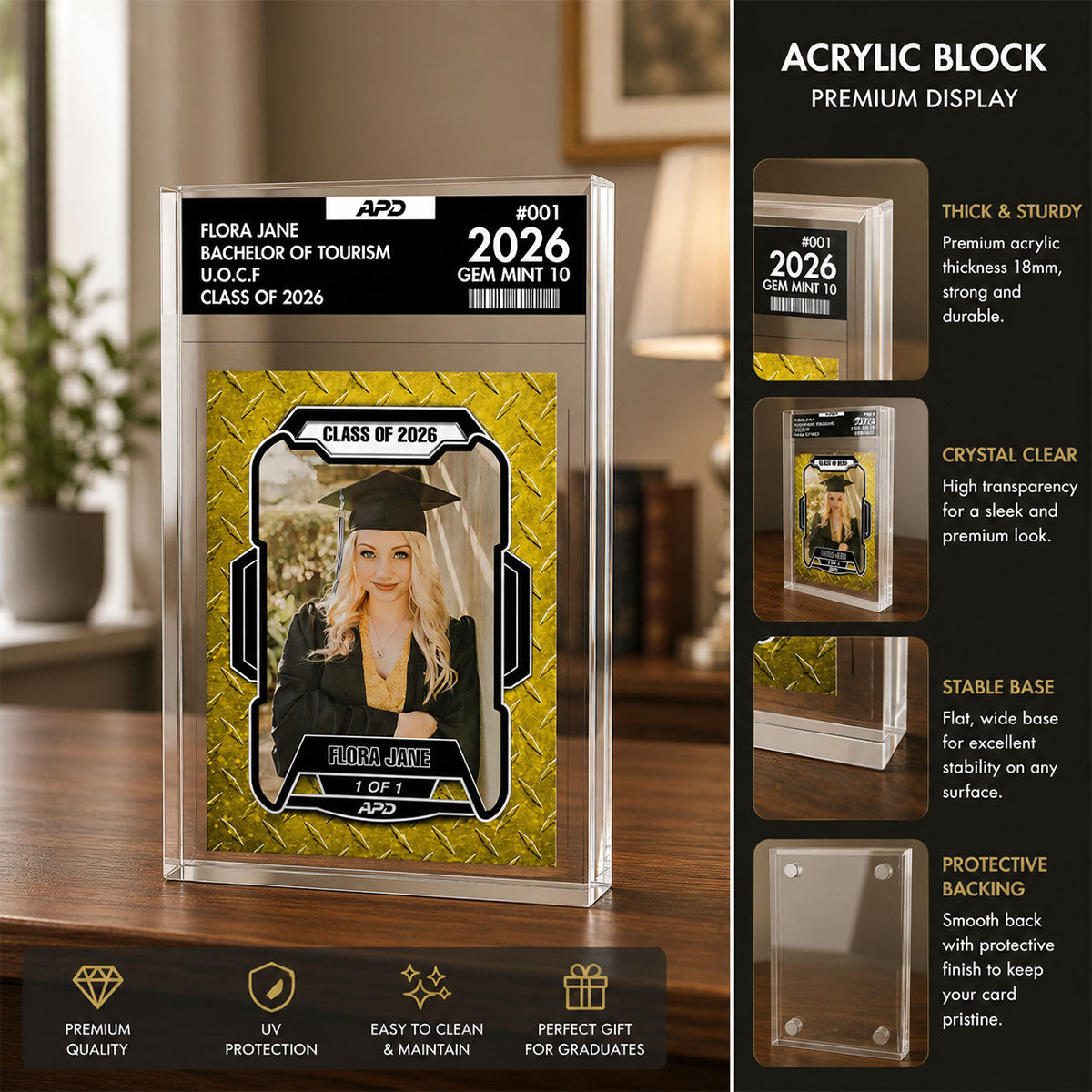 Custom Grad Photo Trading Card Keepsake - Acrylic Block