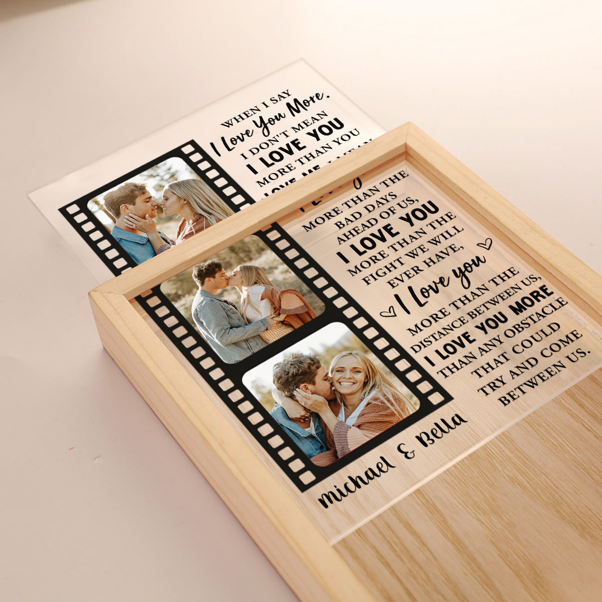 When I Say I Love You More - Personalized Frame Light Box - Anniversary Gift, Valentine's Day Gift For Couple