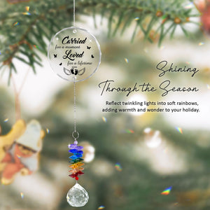 Loved For A Life Time Personalized Memorial Ornament, Crystal Heart Ornament Sympathy gift, Baby Memorial With Crystal Rainbow Beads