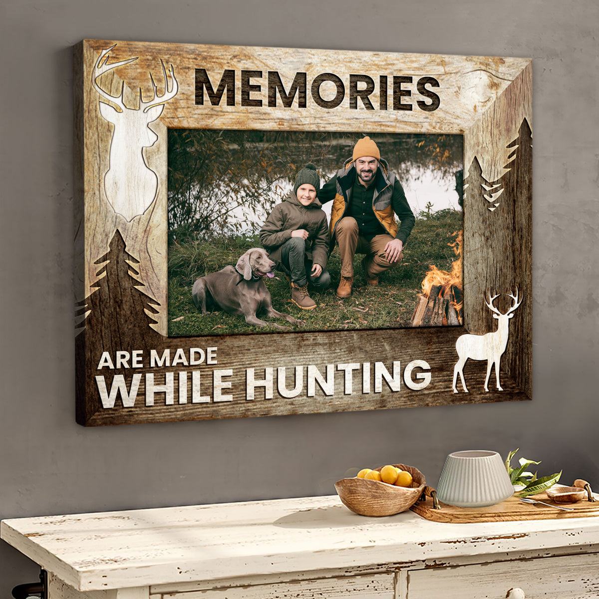 Memories Are Made While Hunting - Personalized Canvas - Gift For Hunting Dad Papa, Father's Day Gift