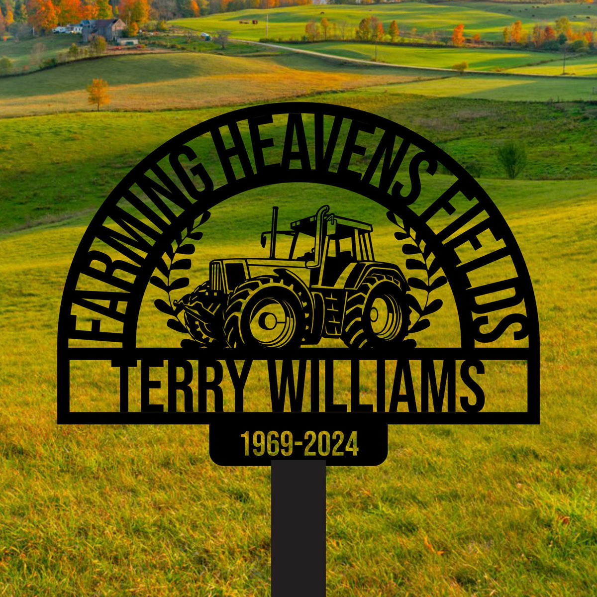 Personalized Farmer Tractor Stake, Farmer Gifts, Farm Garden Metal Yard Art, Farm Garden Decoration, Dad Memories Stake, Father's Day Gifts