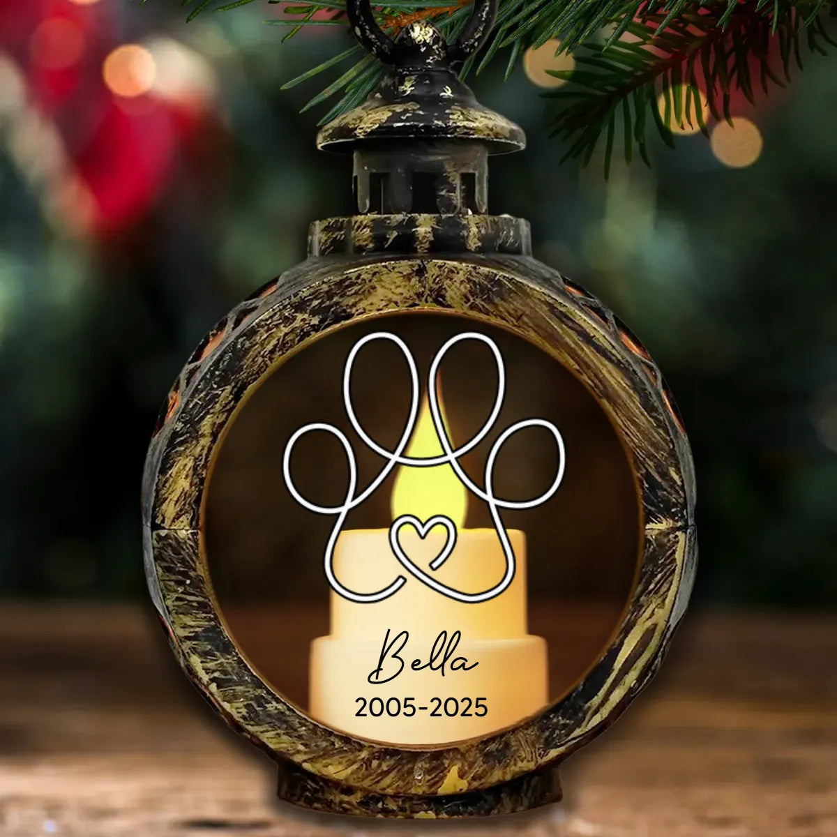 Dog Pet Memorial Keepsake Always In Your Heart - Personalized Christmas Lantern LED Flameless Candle - Memorial Dog, Christmas Gift For Family