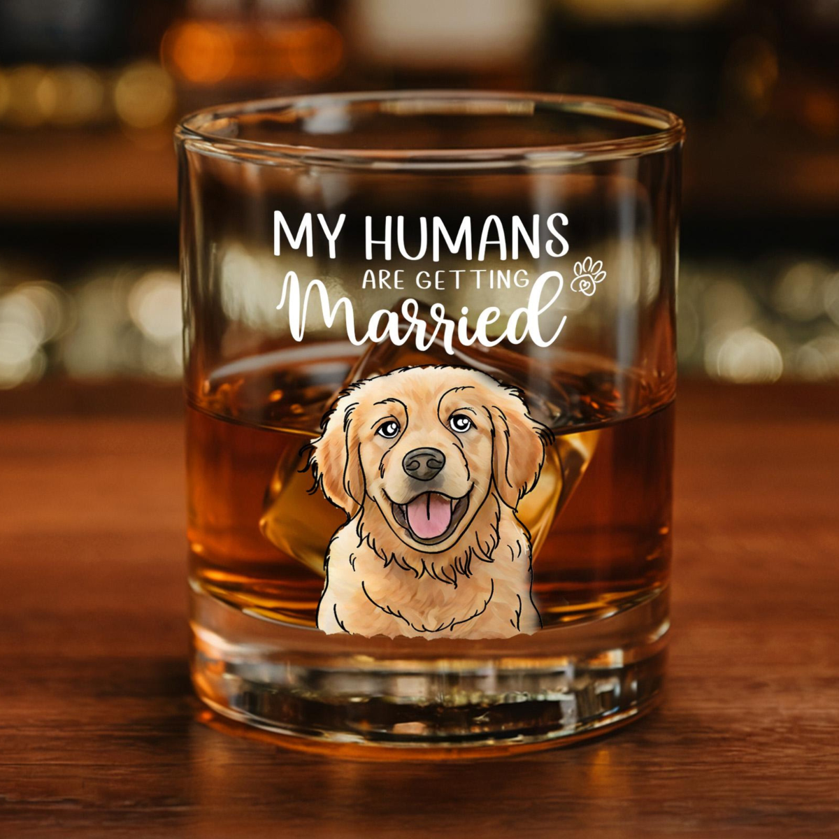 Custom Dog Engagement Gift, My Humans Are Getting Married Whiskey Glass, Pet Wedding Gift, Dog Engagement Gift, Dog Engagement Glass Gift