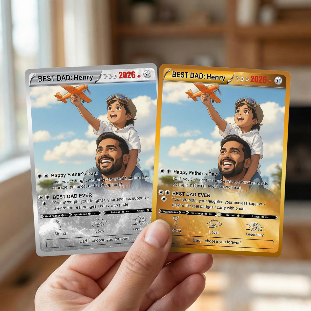 Custom Trainer Card Father's Day Gift, Personalized Gamer Dad Gift, Anime Inspired Keepsake Card, Photo Card for Dad, Gift for Dads