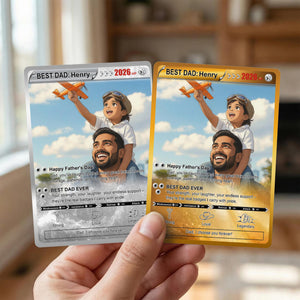Custom Trainer Card Father's Day Gift, Personalized Gamer Dad Gift, Anime Inspired Keepsake Card, Photo Card for Dad, Gift for Dads