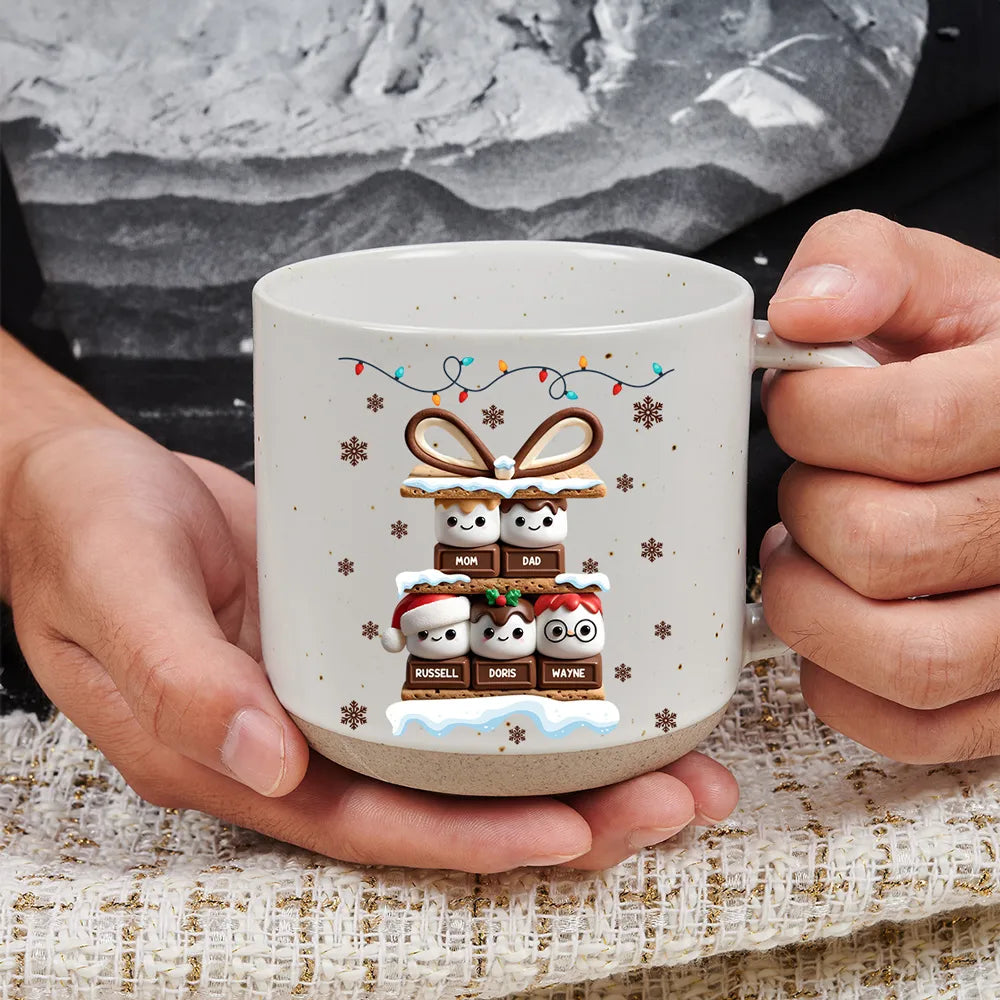Happy Smores Family - Personalized Pottery Mug - Christmas Gift For Family