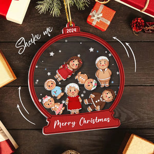 Gingerbread Cookies Family - Personalized 4D Shaker Ornament - Christmas Gift For Family