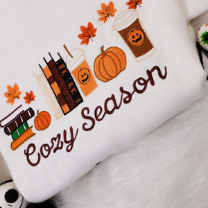 Cozy Season Embroidered Sweatshirt, Cozy Season Sweatshirt, Autumn Sweatshirts, Sweatshirts for Her, Fall Sweatshirt, Cozy Autumn Shirt