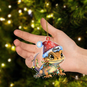 Bearded Dragon Christmas Acrylic Ornament, Custom Bearded Dragon Ornament, Reptiles Lizards Lover, 2D Ornament, Animal Ornament