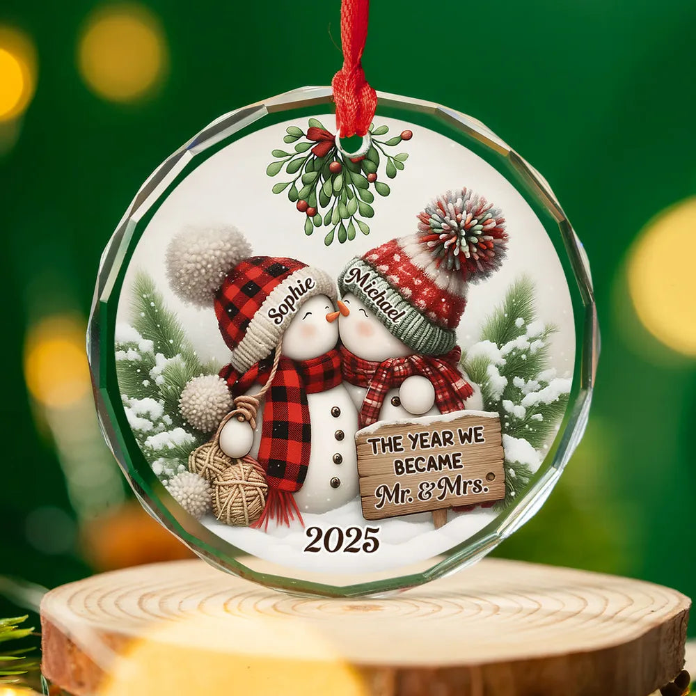 The Year We Became Mr. & Mrs. - Personalized Crystal Ornament - Christmas Gift For Couple
