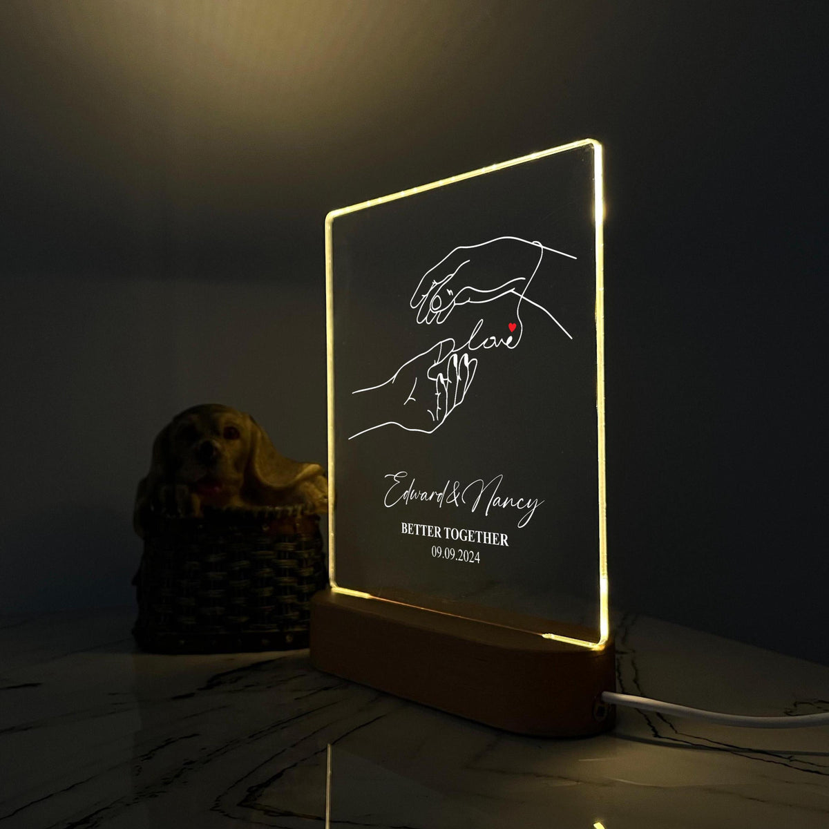 Personalized Couple LED Light, Custom Name Love Anniversary Gifts for Couple, Occasion Gift for Her, Valentine's Day Gift for Him