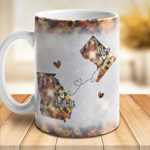 Miles Apart But Close At Heart - Personalized Mug - Gift For Mom, Mother's Day, Birthday Gift, Long Distance Gift