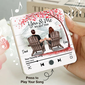 Romantic Mountain Landscape with Blossom Tree Sitting Couple - Personalized Music Magnet - Valentine's Day Gift For Couple