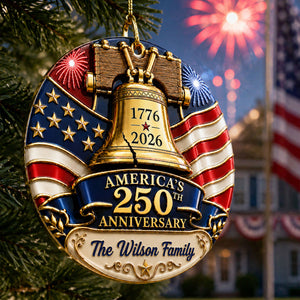 America 250 Bell Family Christmas - Proud Family Ornament - Real 3D Raised Ornament