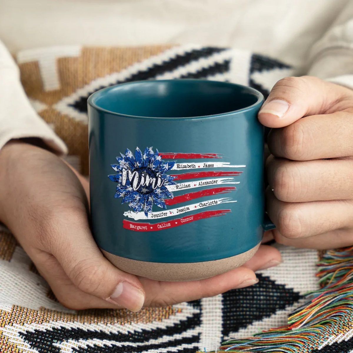 American Mama - Personalized Pottery Mug - Gift For Mother, Grandma, Mother's Day, Birthday Gift